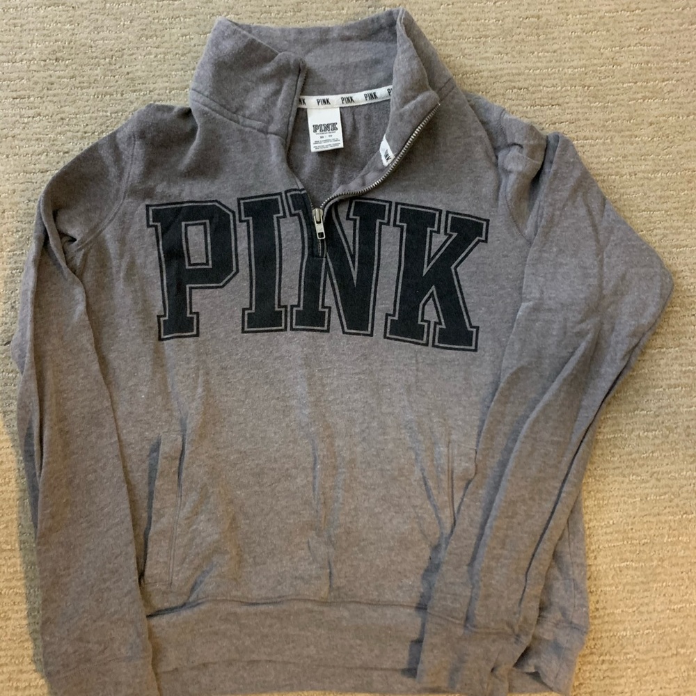 PINK half zip crew neck